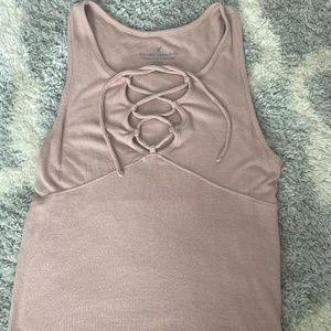 Pink American eagle tie shirt